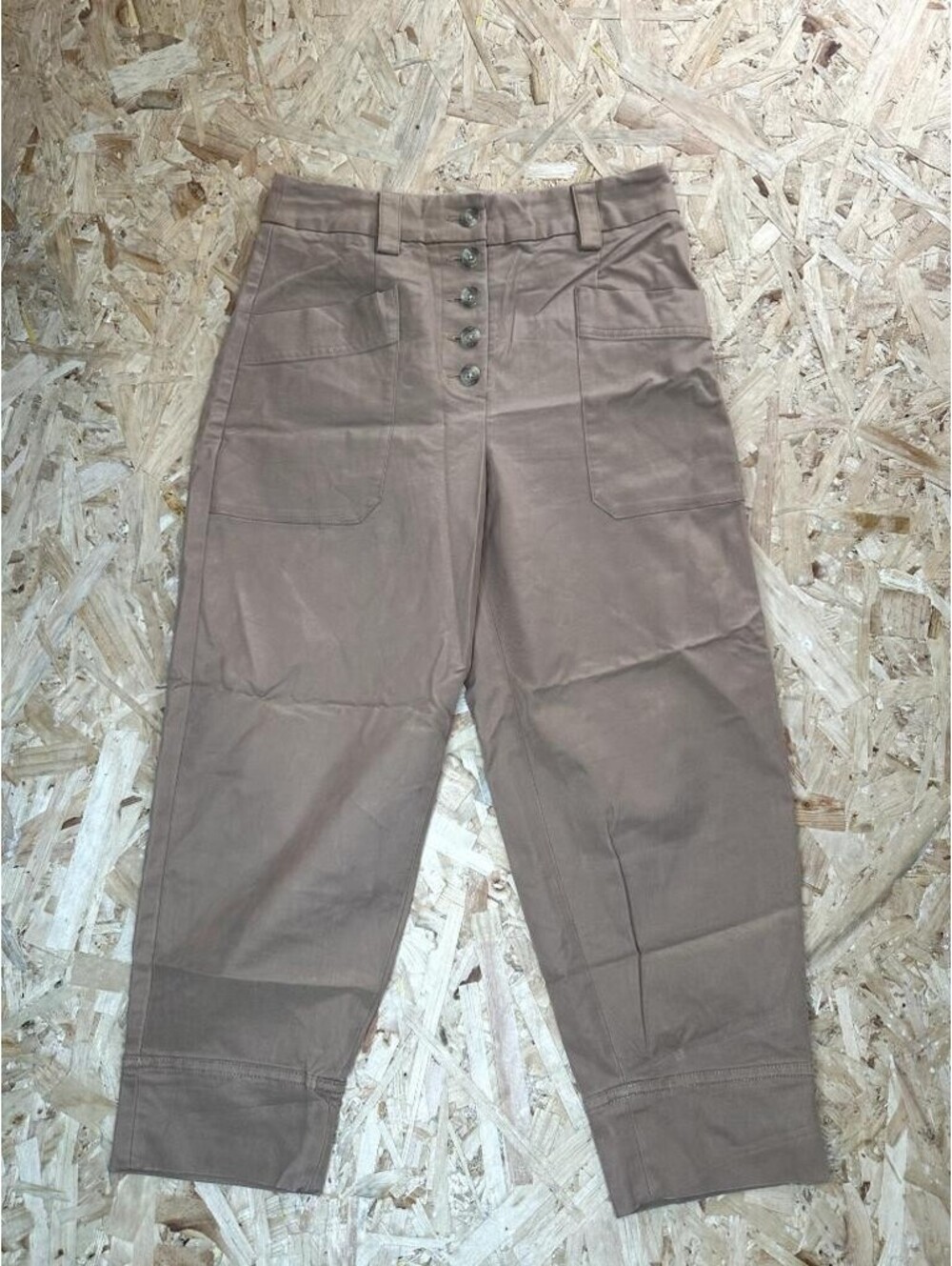 Express Utility Pants Womens 4S Brown High Rise Button Fly Cropped Chino Cargo